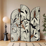 Golden Floral Canvas Privacy Double Sided Print Room Divider Image - 40