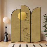 Golden Floral Canvas Privacy Double Sided Print Room Divider Image - 8