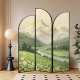 Golden Floral Canvas Privacy Double Sided Print Room Divider Image - 9