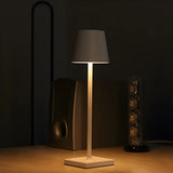 Golden Minimalist Drum Shade Metal Bedroom Table Lamp Image - 8