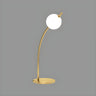 Golden Minimalist Globe Glass Curved Metal Table Lamp Image - 2