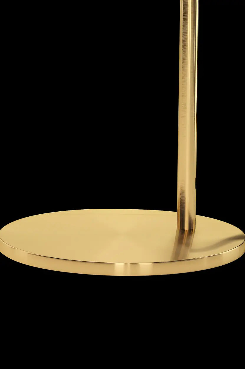 Golden Minimalist Globe Glass Curved Metal Table Lamp Image - 8