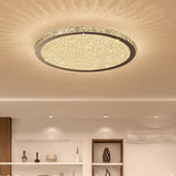 Golden Round Crystal Dimmable Flush Mount Ceiling Light Image - 1