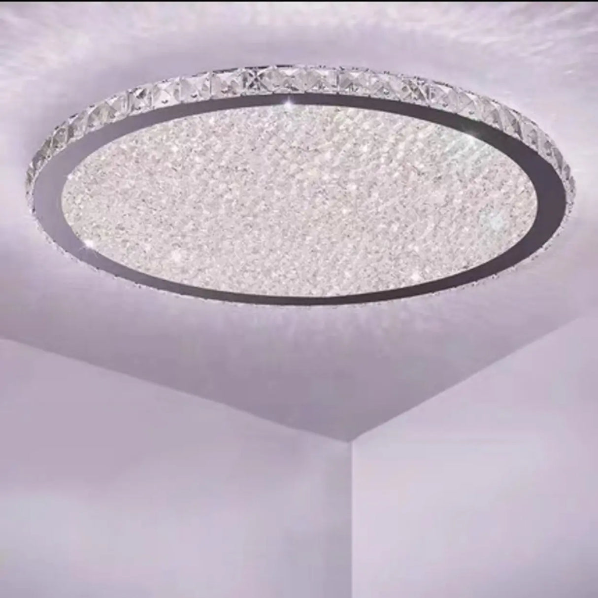 Golden Round Crystal Dimmable Flush Mount Ceiling Light Image - 11