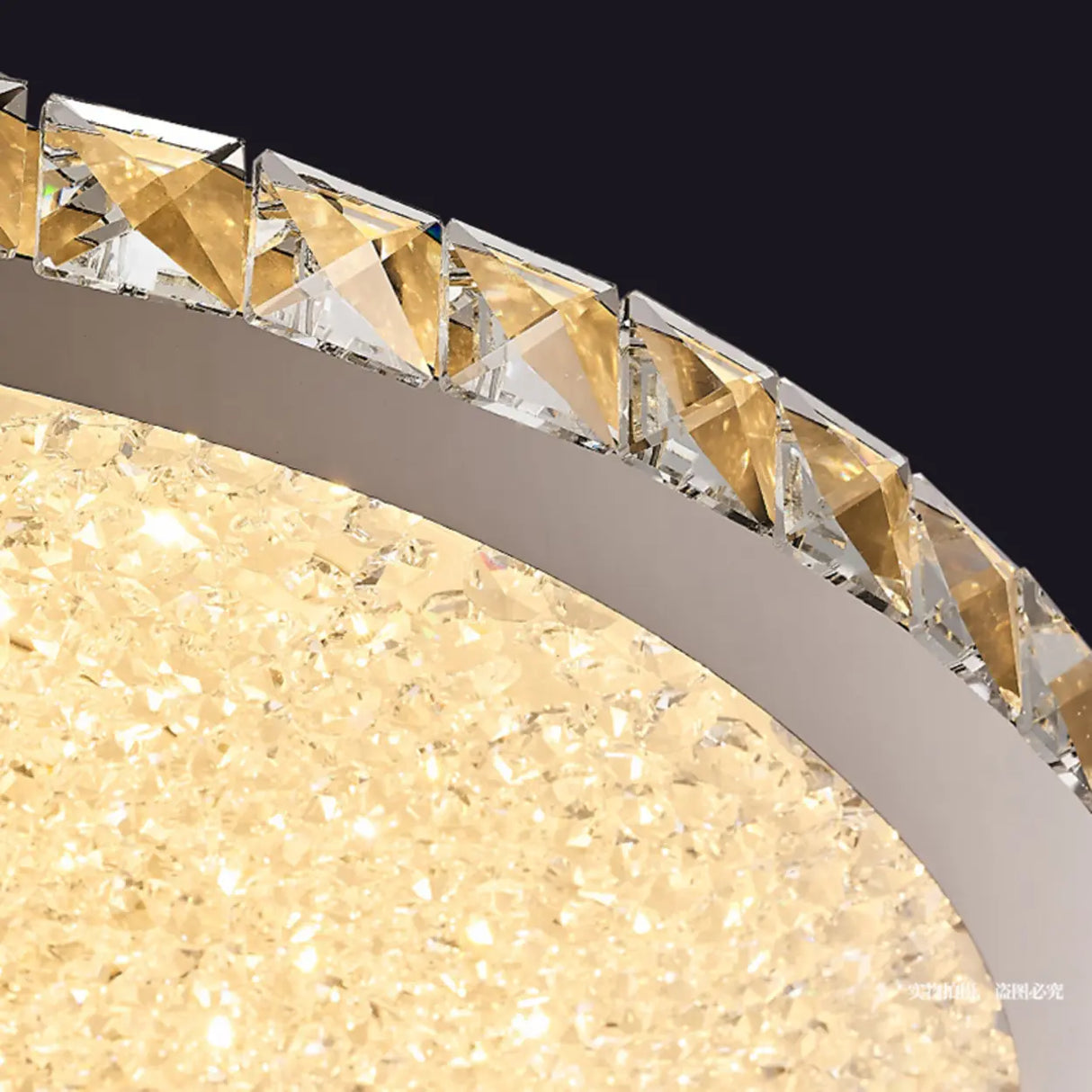 Golden Round Crystal Dimmable Flush Mount Ceiling Light Image - 8