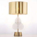 Golden Simple Drum Shade Gourd Decor Metal Table Lamp Image - 2