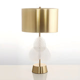 Golden Simple Drum Shade Gourd Decor Metal Table Lamp Image - 3