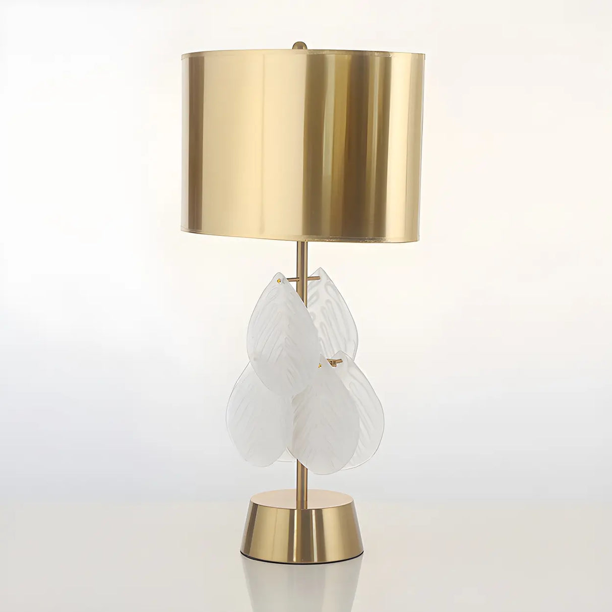 Golden Simple Drum Shade Gourd Decor Metal Table Lamp Image - 5