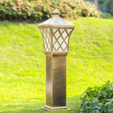 Golden Vintage Garden Post Light Landscape Lighting Image - 5