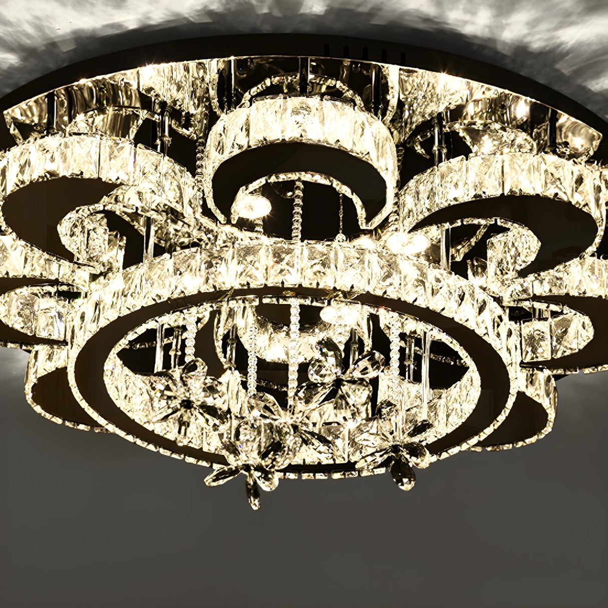 Gorgeous Flower Crystal Ring LED Flush Mount Light Image - 10