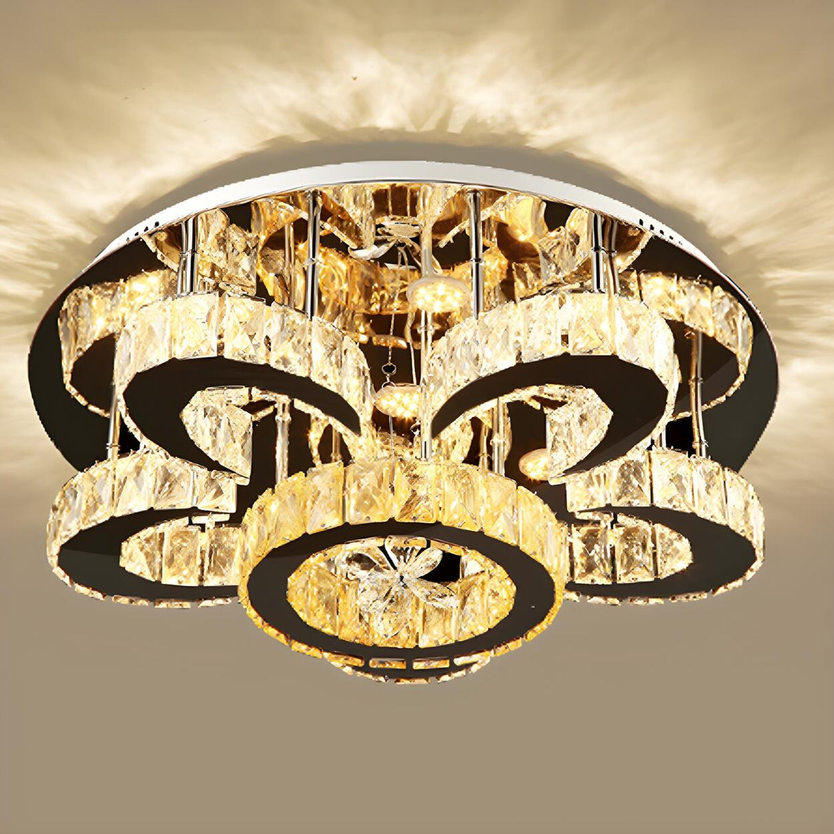 Gorgeous Flower Crystal Ring LED Flush Mount Light Image - 2