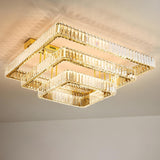 Gorgeous Multi Tired Gold Crystal Semi-Flush Mount Lamp Image - 11