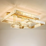 Gorgeous Multi Tired Gold Crystal Semi-Flush Mount Lamp Image - 12