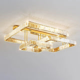 Gorgeous Multi Tired Gold Crystal Semi-Flush Mount Lamp Image - 5