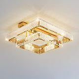 Gorgeous Multi Tired Gold Crystal Semi-Flush Mount Lamp Image - 8