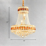 Grand 2 Tiers Luxury Gold Crystal Beaded Amber Chandelier #size