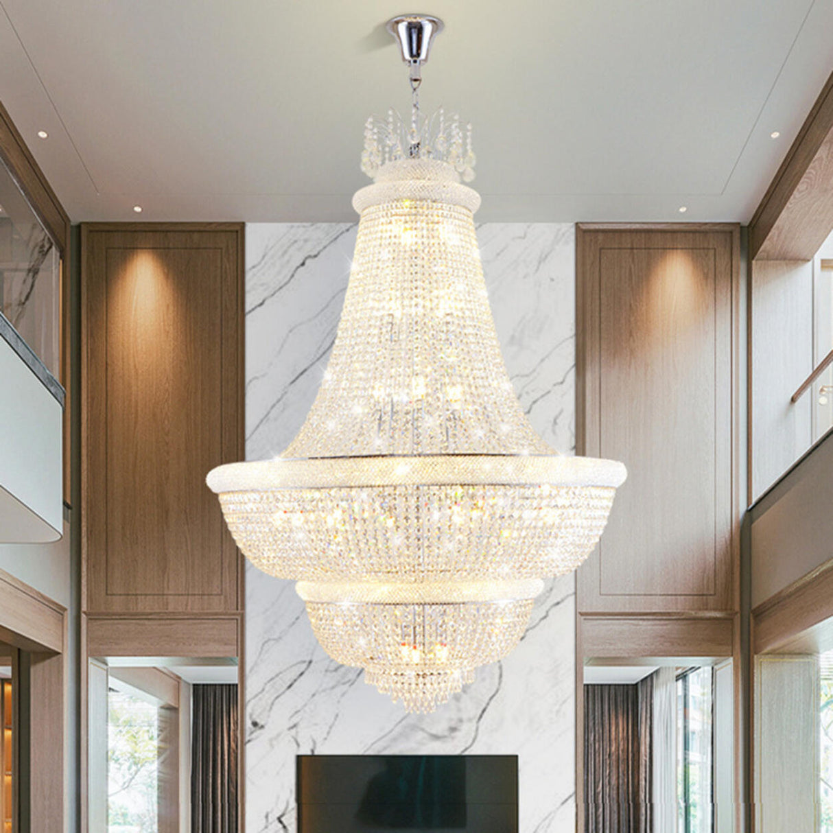 Grand Empire Crystal Beaded Tiered Cascading Chandelier Image - 1