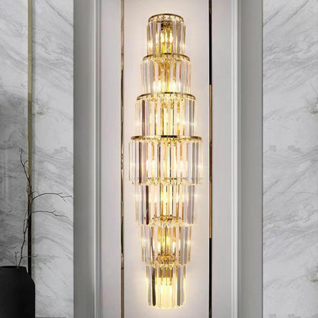 Grand Multi-Tier Design Crystal Gold Wall Sconce Image - 1