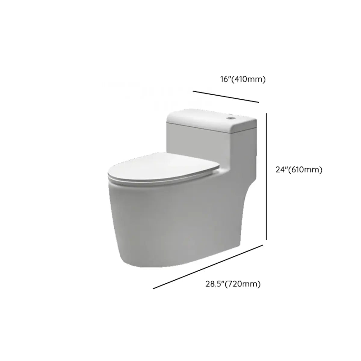 Gravity Siphon Flush Ceramic White Compact One-Piece Toilet Image - 20