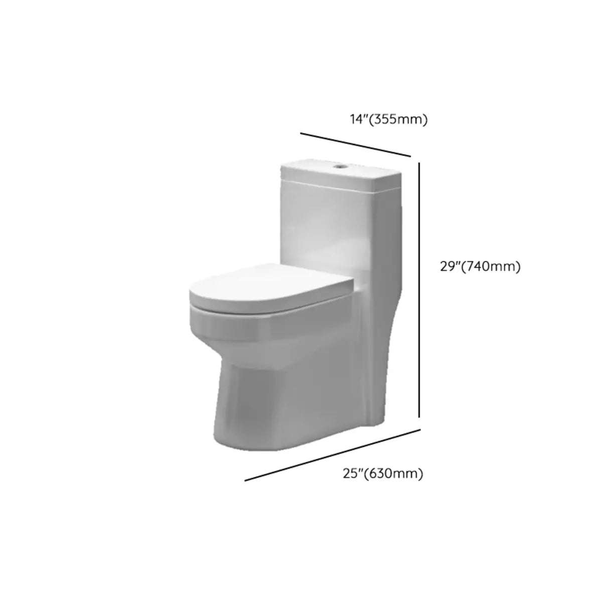 Gravity Siphon Flush Ceramic White Compact One-Piece Toilet Image - 21