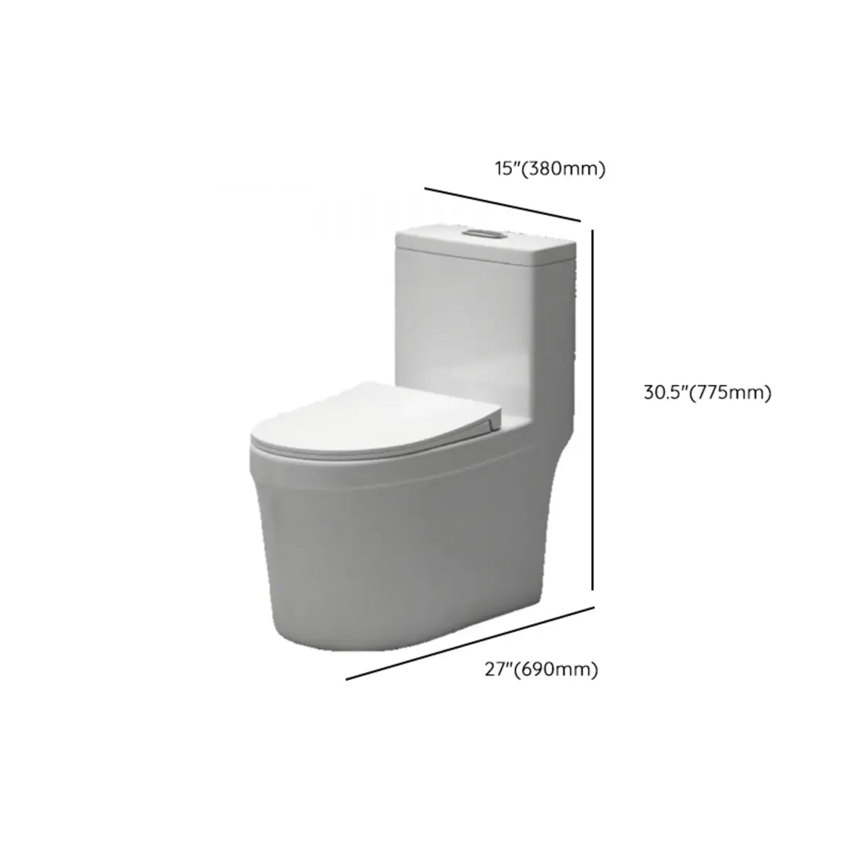 Gravity Siphon Flush Ceramic White Compact One-Piece Toilet Image - 24