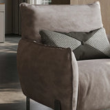 Gray Abrasive Cloth Pillow Back Four Legs Arm Chair Image - 6