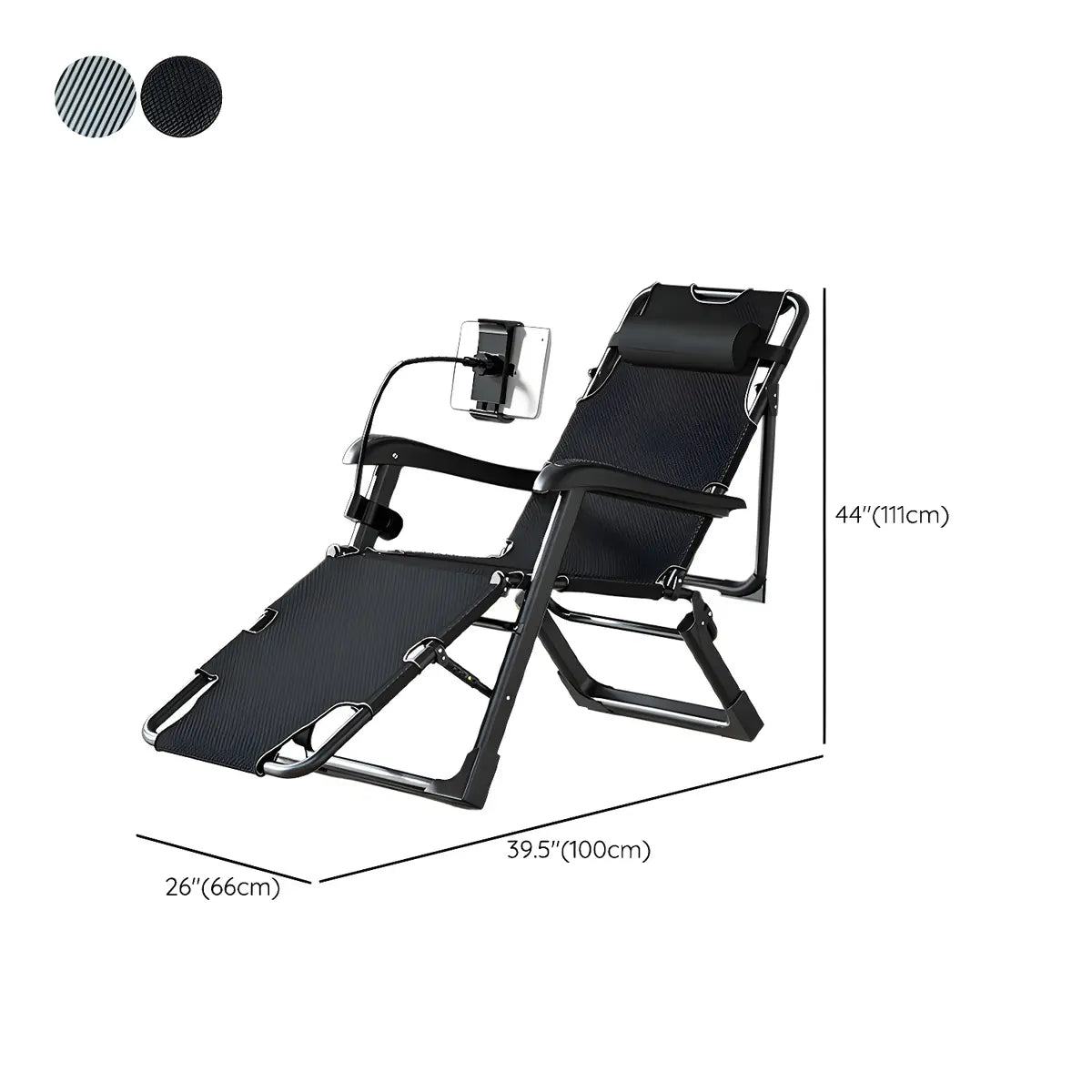 Gray Adjustable Metal Frame Cushion Ergonomic Recliner 