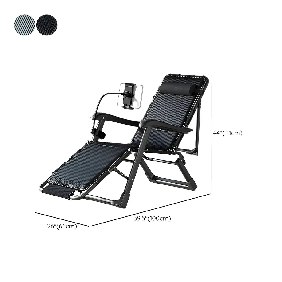 Gray Adjustable Metal Frame Cushion Ergonomic Recliner Image - 18