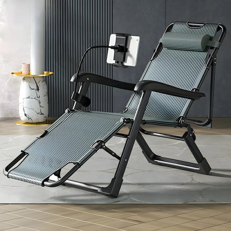 Gray Adjustable Metal Frame Cushion Ergonomic Recliner Image - 2