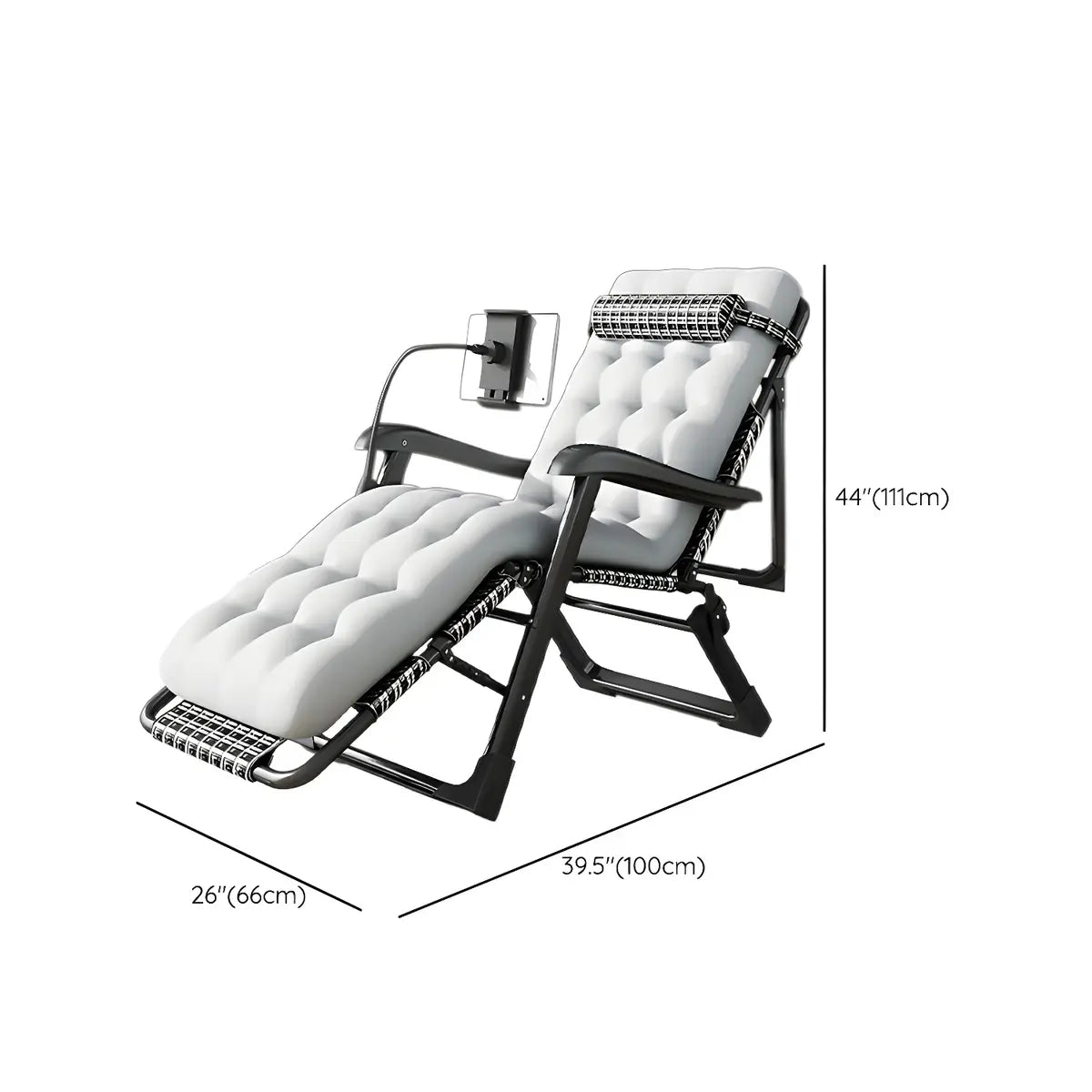 Gray Adjustable Metal Frame Cushion Ergonomic Recliner Image - 22