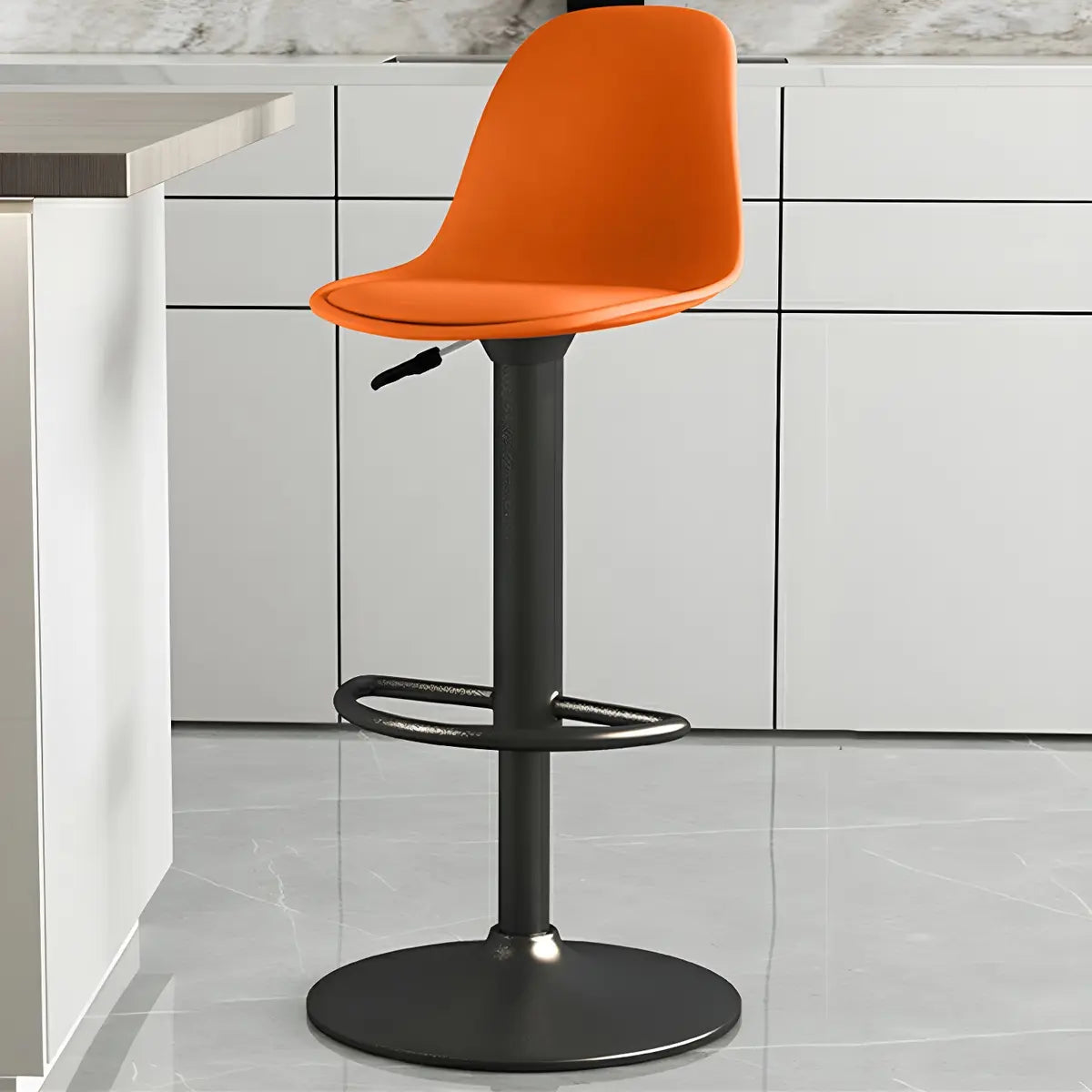 Gray Adjustable Swivel Leather Bar Stool with Footrest Image - 88