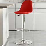 Gray Adjustable Swivel Leather Bar Stool with Footrest Image - 22