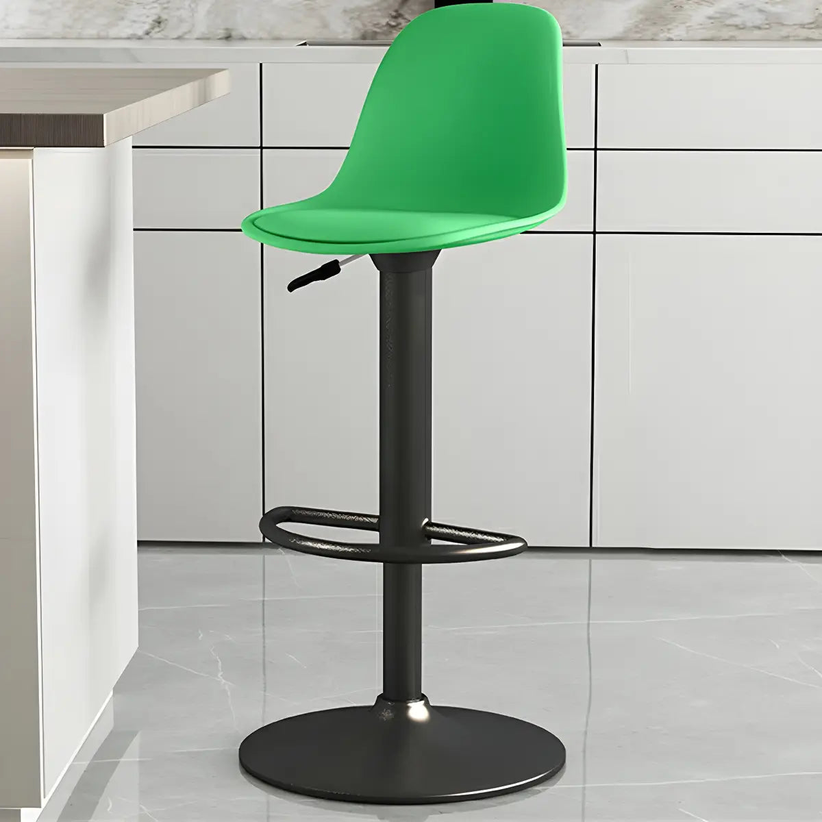 Gray Adjustable Swivel Leather Bar Stool with Footrest Image - 38