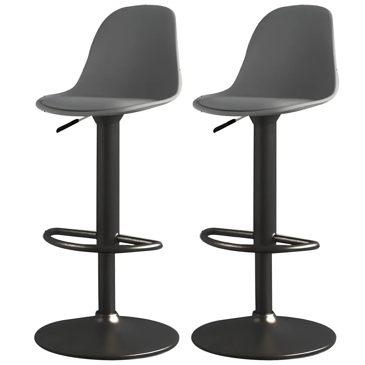 Gray Adjustable Swivel Leather Bar Stool with Footrest Image - 109