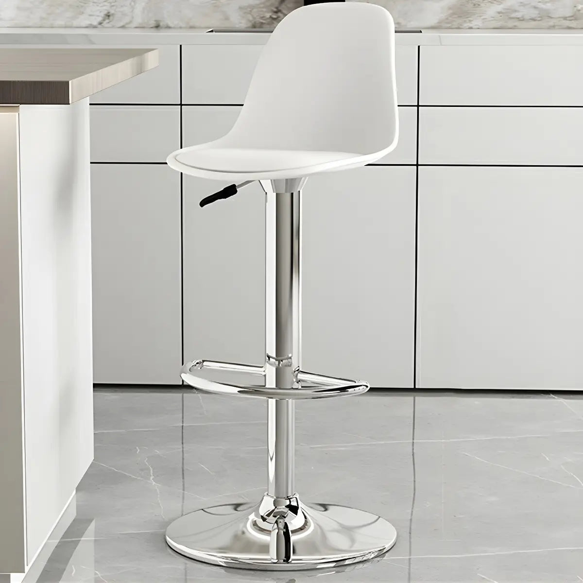 Gray Adjustable Swivel Leather Bar Stool with Footrest Image - 73