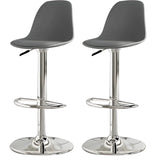 Gray Adjustable Swivel Leather Bar Stool with Footrest Image - 4