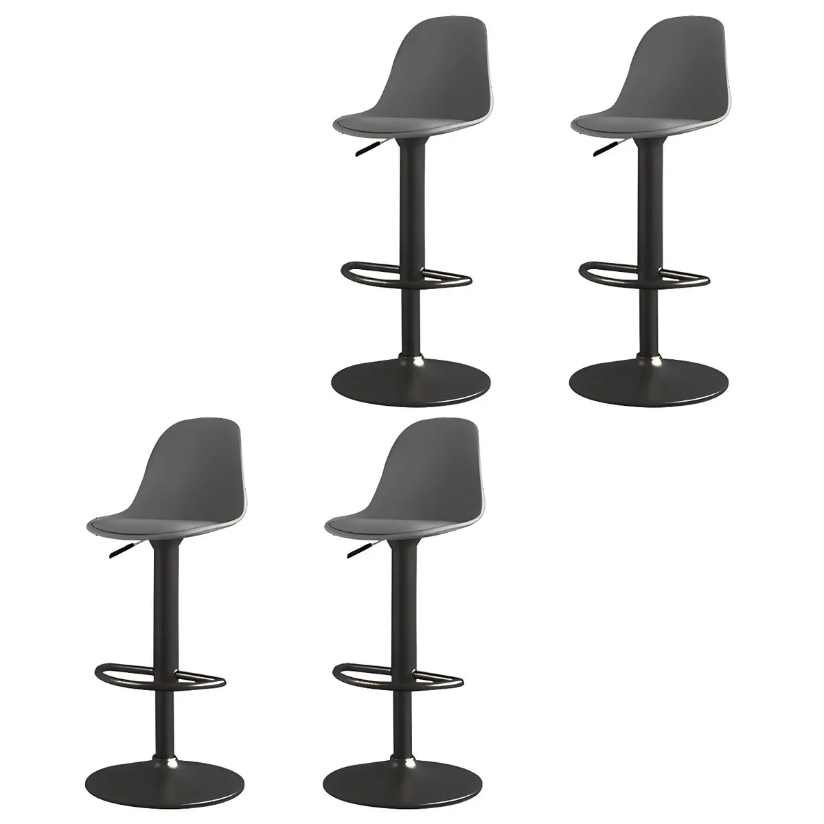 Gray Adjustable Swivel Leather Bar Stool with Footrest Image - 110