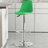 Gray Adjustable Swivel Leather Bar Stool with Footrest Image - 43