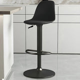 Gray Adjustable Swivel Leather Bar Stool with Footrest Image - 48