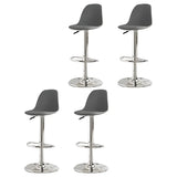 Gray Adjustable Swivel Leather Bar Stool with Footrest Image - 5