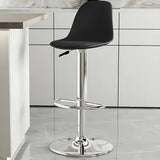 Gray Adjustable Swivel Leather Bar Stool with Footrest Image - 58