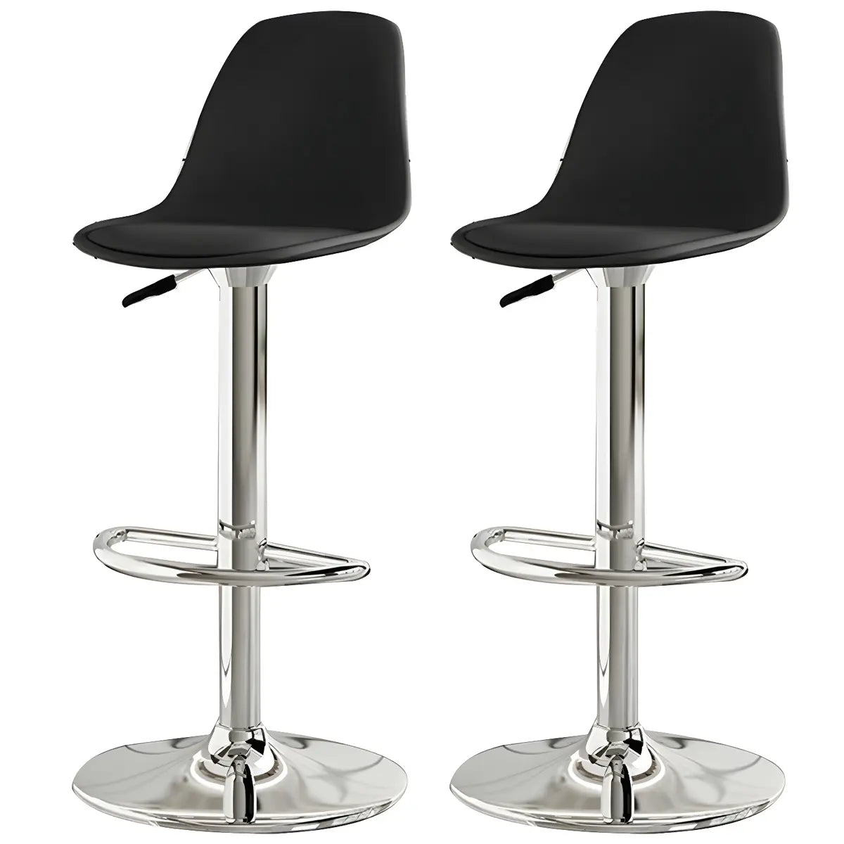 Gray Adjustable Swivel Leather Bar Stool with Footrest Image - 59