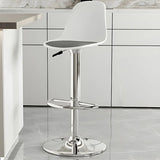 Gray Adjustable Swivel Leather Bar Stool with Footrest Image - 63