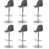 Gray Adjustable Swivel Leather Bar Stool with Footrest Image - 8