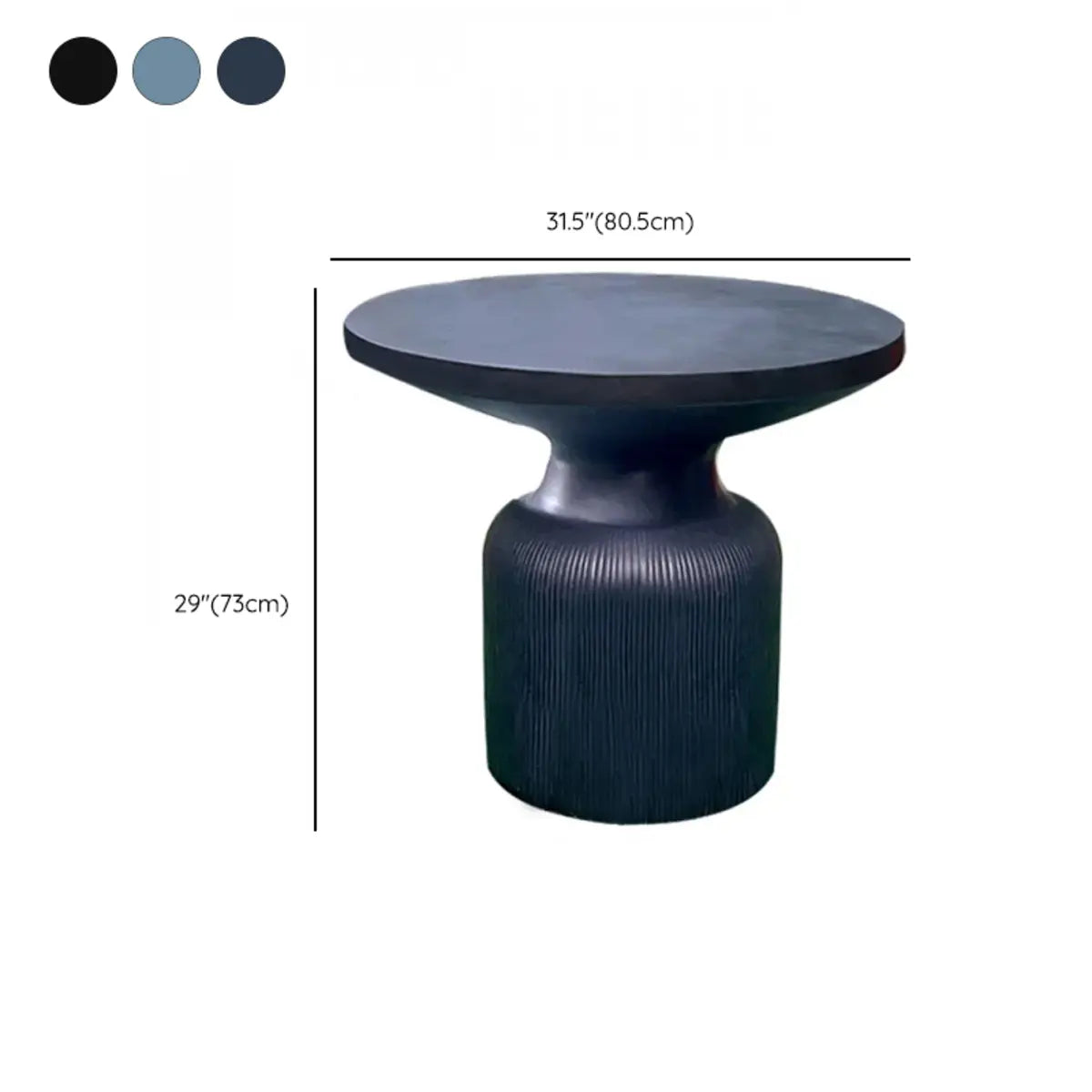 Gray Cement Round Concrete Frame Outdoor Coffee Table 