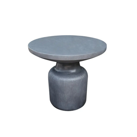 Gray Cement Round Concrete Frame Outdoor Coffee Table Image - 2