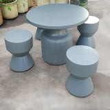 Gray Cement Round Concrete Frame Outdoor Coffee Table Image - 4