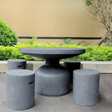 Gray Cement Round Concrete Frame Outdoor Coffee Table Image - 6