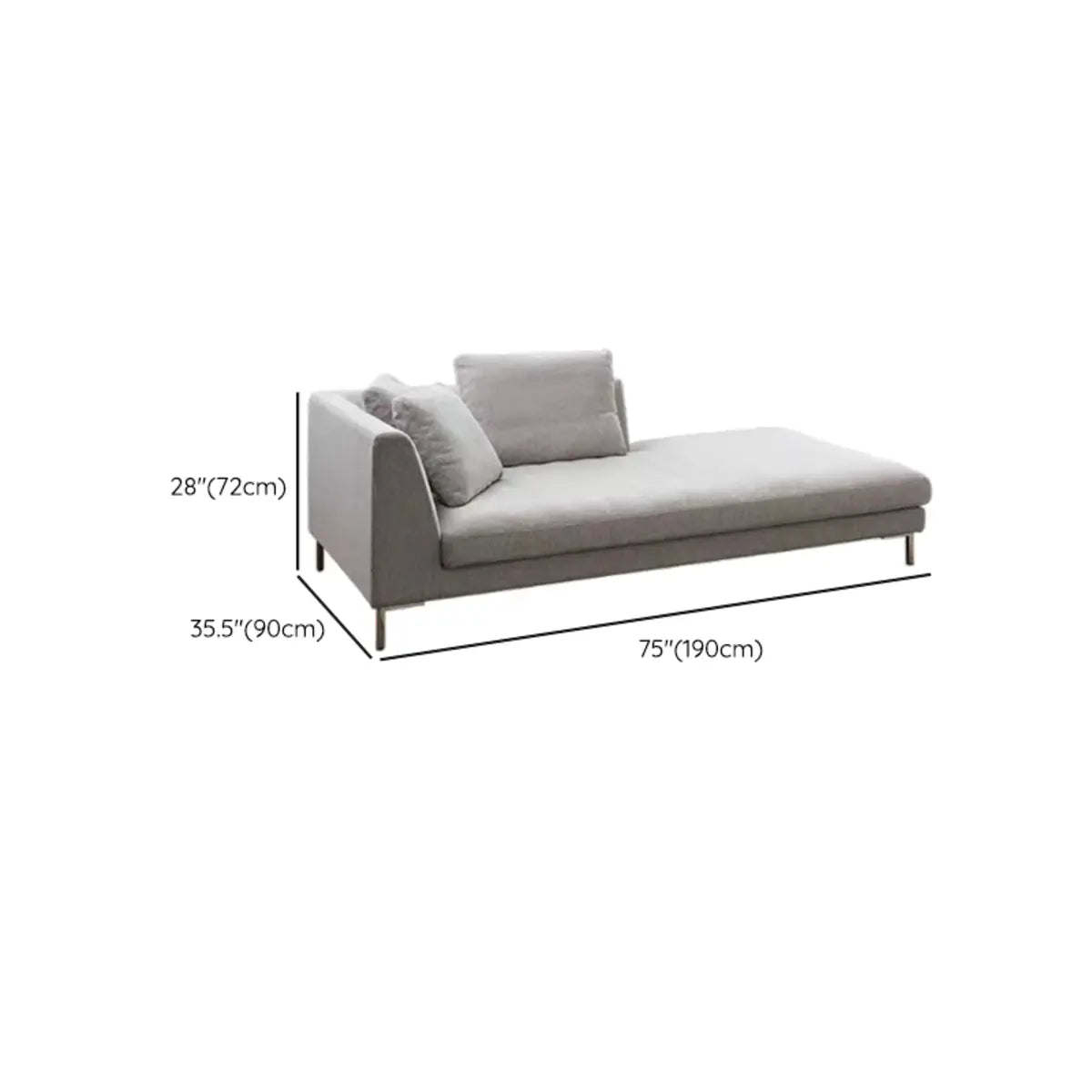 Gray Corner Cotton Blend Upholstered Left-Arm Chaise 