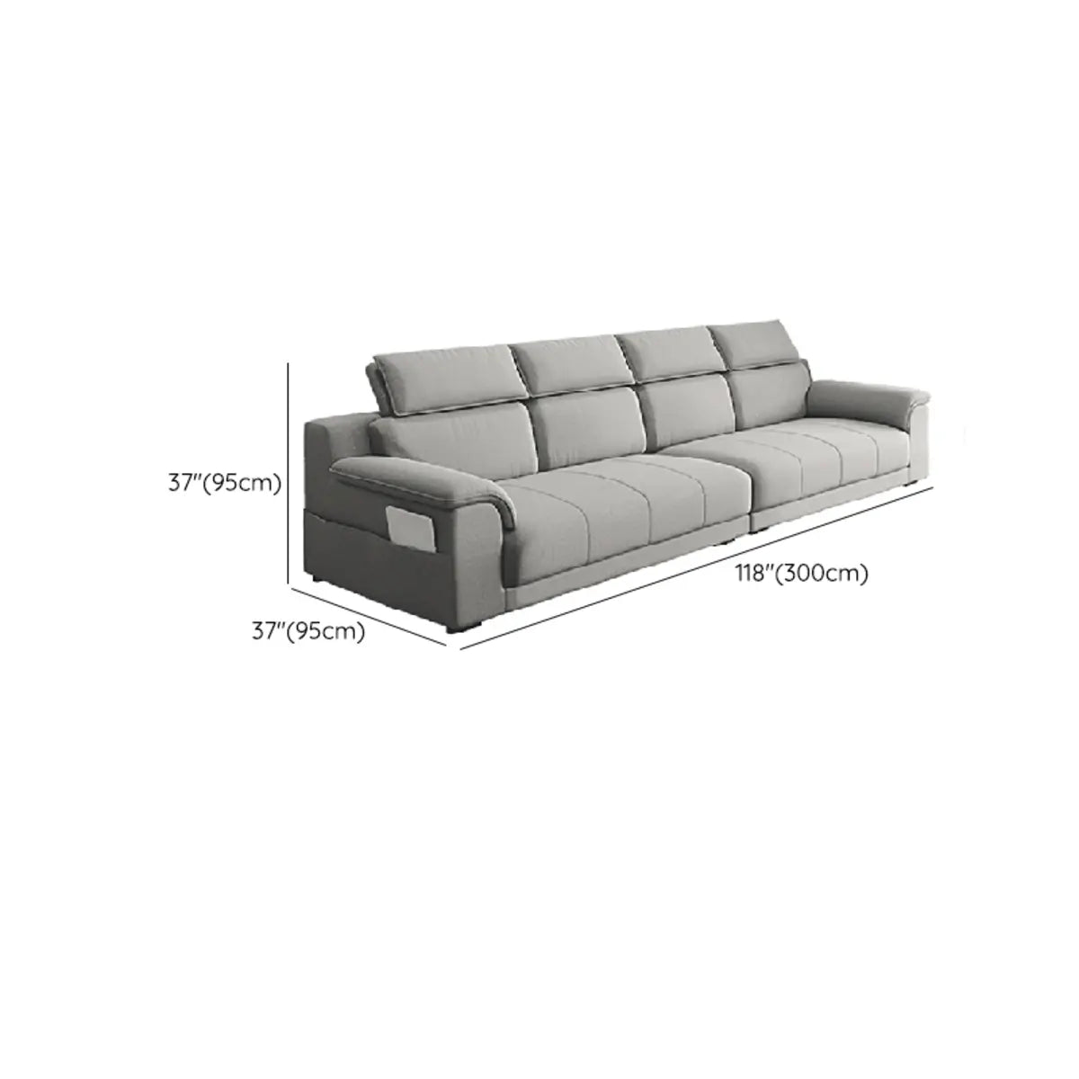 Gray Cotton Linen Large Left Sofa Chaise with Storage Image - 10